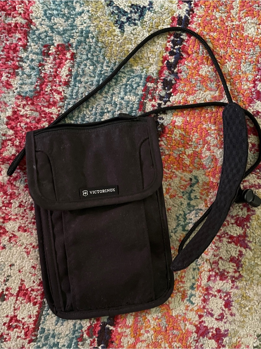 Victorinox Black Travel Neck Pouch Crossbody
